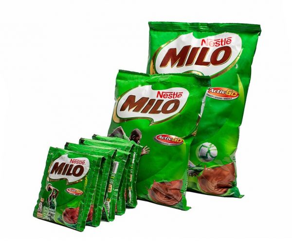 Sachets of milo, the small,medium and large size