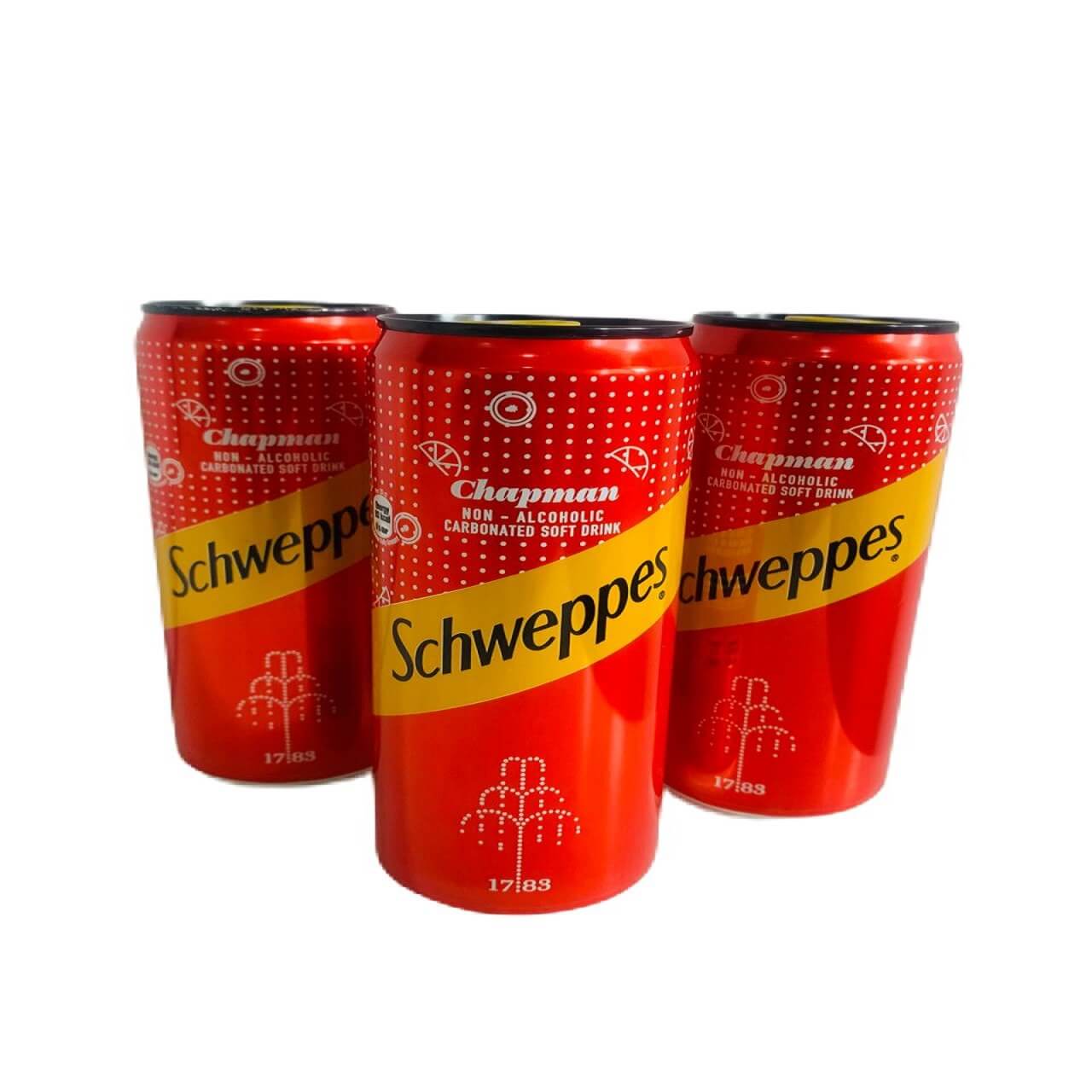 3 cans of schweppes chapman